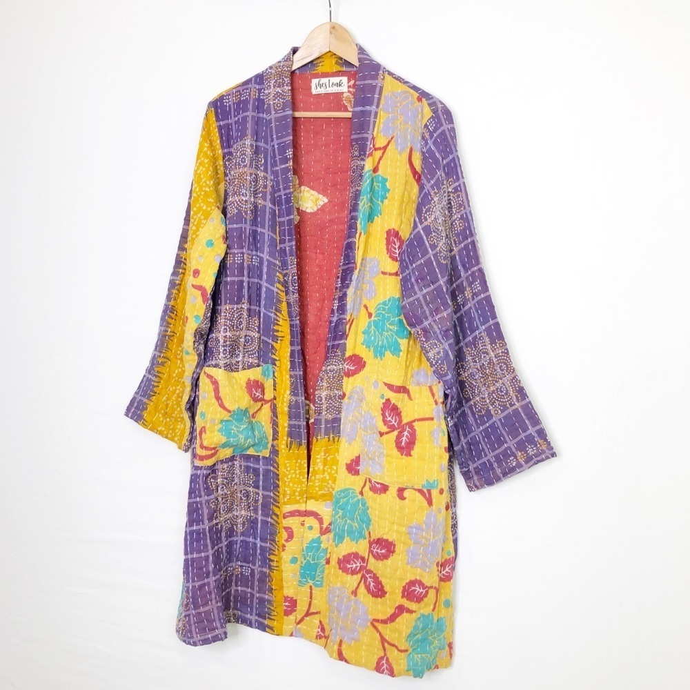 She’s 1 Oak She’s one of a kind multicolored open closure reversible kimono - Picture 9 of 13